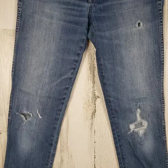 Madewell Distressed Blue Denim 9" High Rise Skinny Jeans Women's Size 28 - Picture 3 of 15